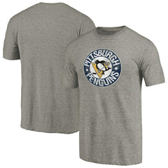 NHL Pittsburgh Penguins Throwback Logo 1968-1969 Tri-Blend T-Shirt - Ash