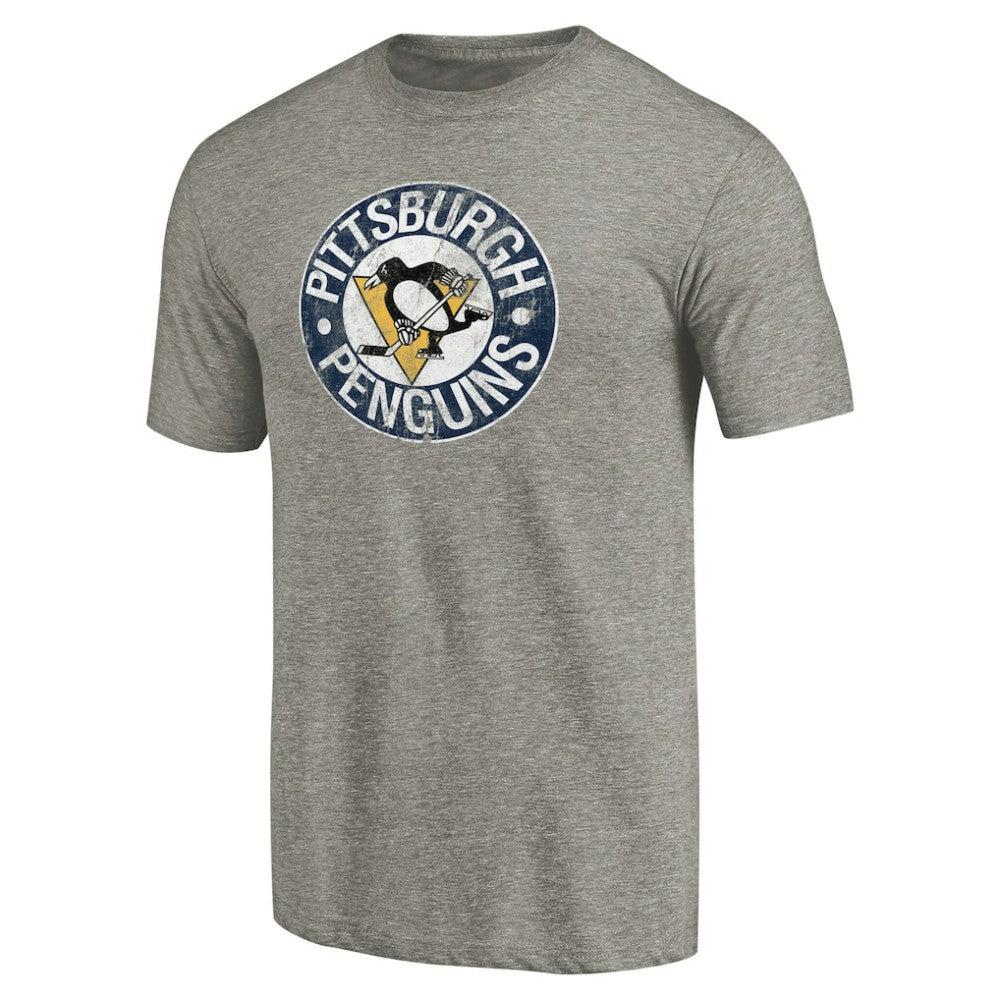 NHL Pittsburgh Penguins Throwback Logo 1968-1969 Tri-Blend T-Shirt - Ash