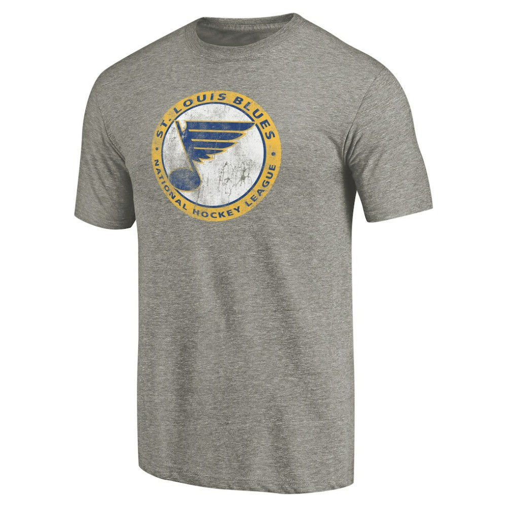 NHL St. Louis Blues Throwback Logo 1970 Tri-Blend T-Shirt - Ash