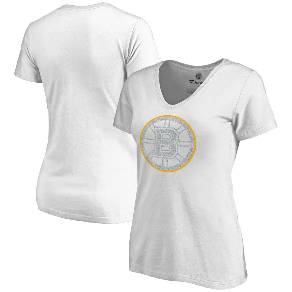 NHL Boston Bruins Women's Whiteout V-Neck T-Shirt - White