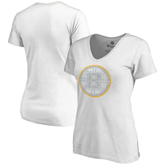 NHL Boston Bruins Women's Whiteout V-Neck T-Shirt - White