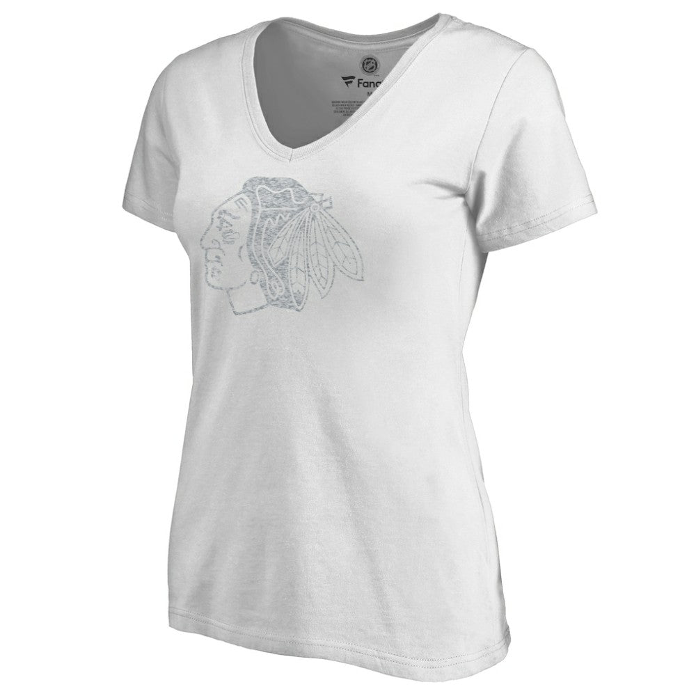 NHL Chicago Blackhawks Women's Whiteout V-Neck T-Shirt - White