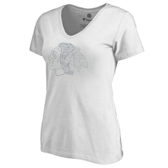 NHL Chicago Blackhawks Women's Whiteout V-Neck T-Shirt - White