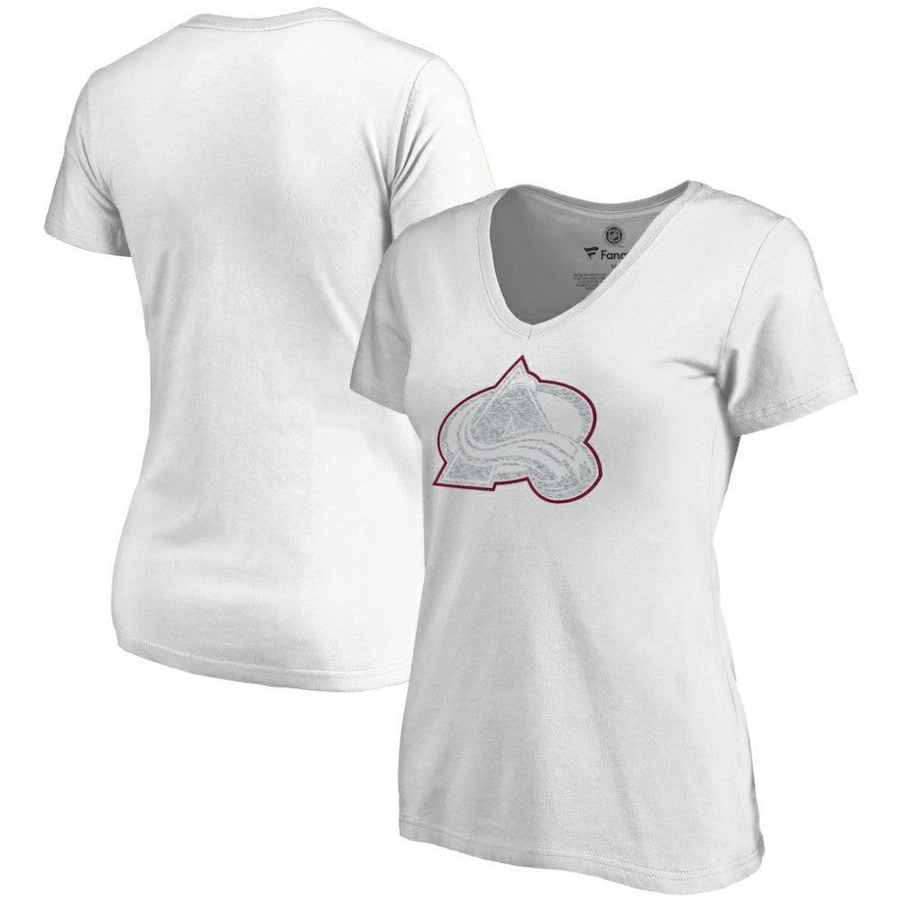NHL Colorado Avalanche Women's Whiteout V-Neck T-Shirt - White