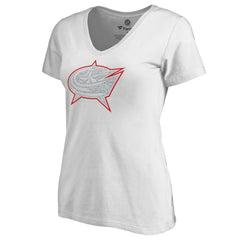 NHL Columbus Blue Jackets Women's Whiteout V-Neck T-Shirt - White