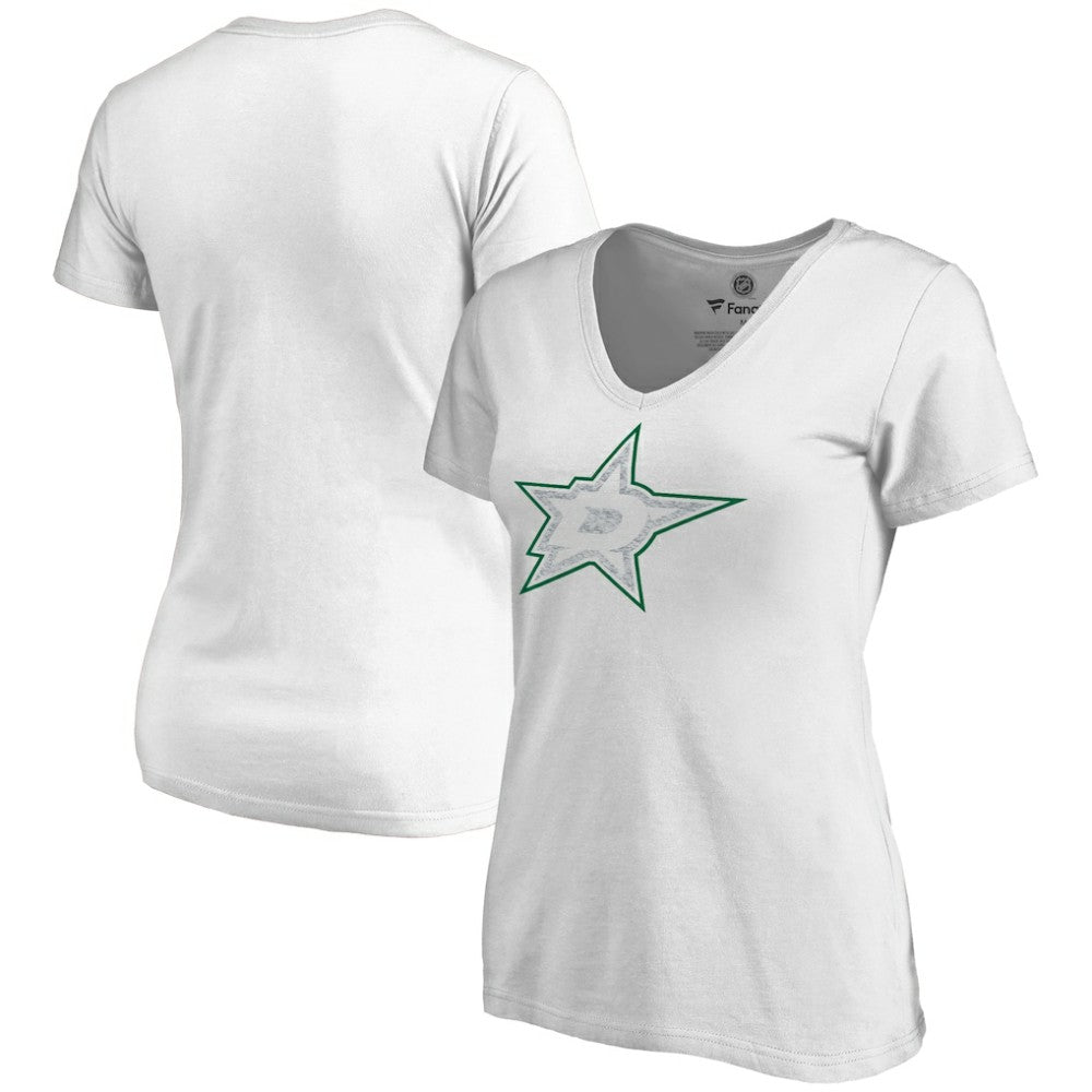 NHL Dallas Stars Women's Whiteout V-Neck T-Shirt - White