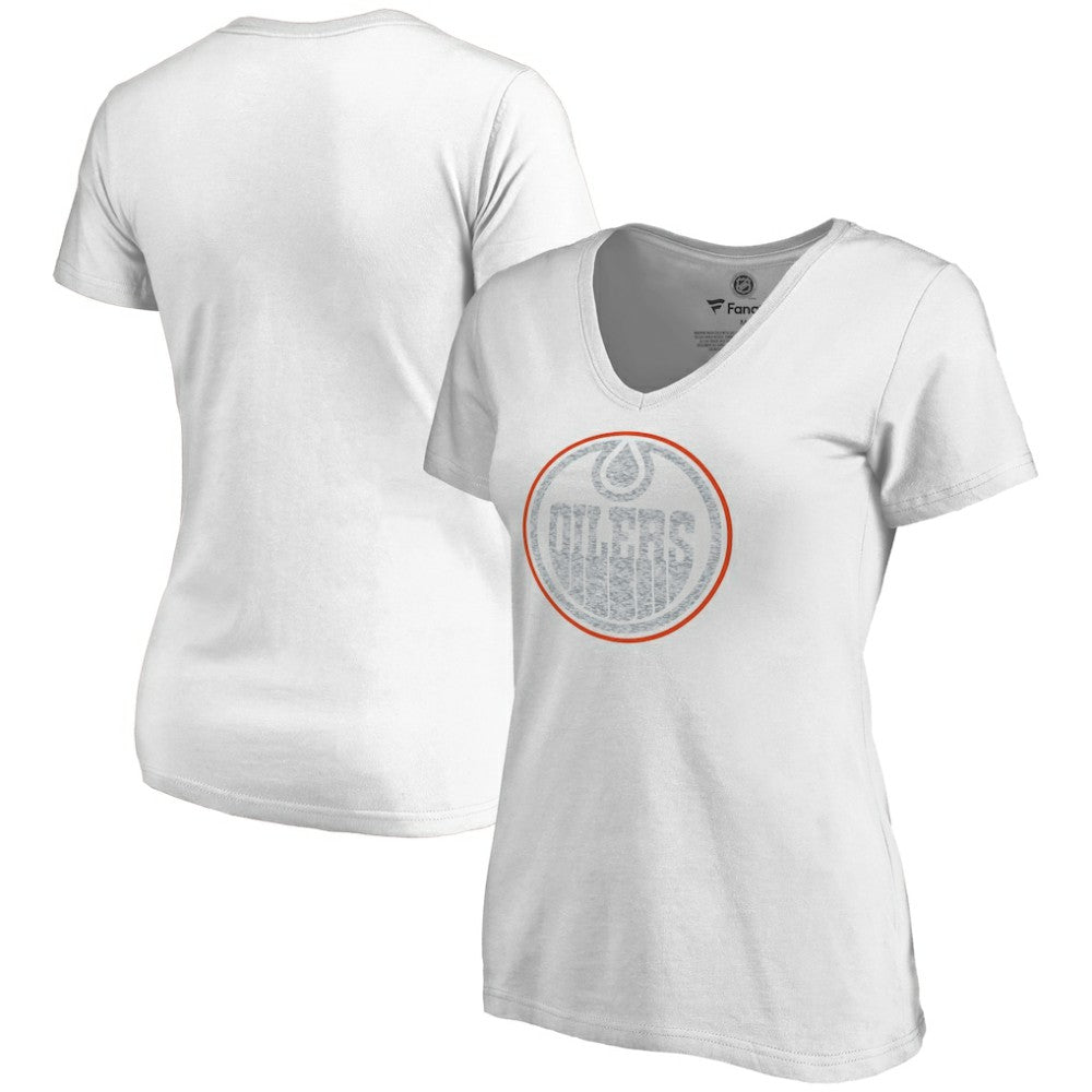 NHL Edmonton Oilers Women's Whiteout V-Neck T-Shirt - White