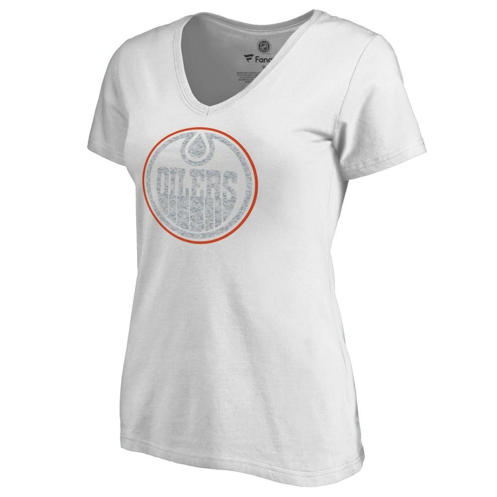 NHL Edmonton Oilers Women's Whiteout V-Neck T-Shirt - White