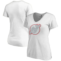 NHL New Jersey Devils Women's Whiteout V-Neck T-Shirt - White