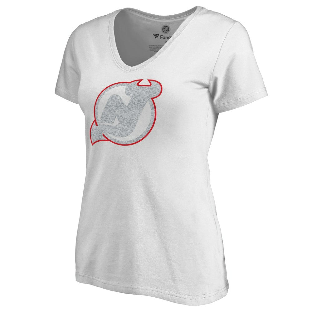 NHL New Jersey Devils Women's Whiteout V-Neck T-Shirt - White