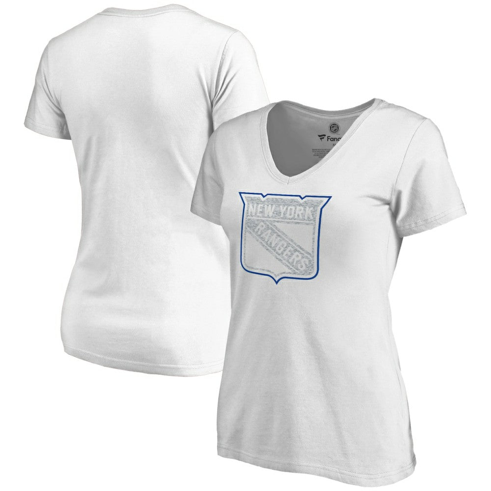 NHL New York Rangers Women's Whiteout V-Neck T-Shirt - White