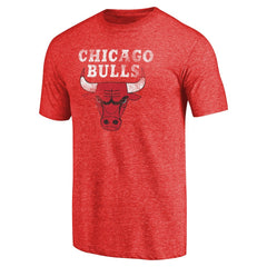 Chicago Bulls Distressed Team Logo Tri-Blend T-Shirt Heather Red
