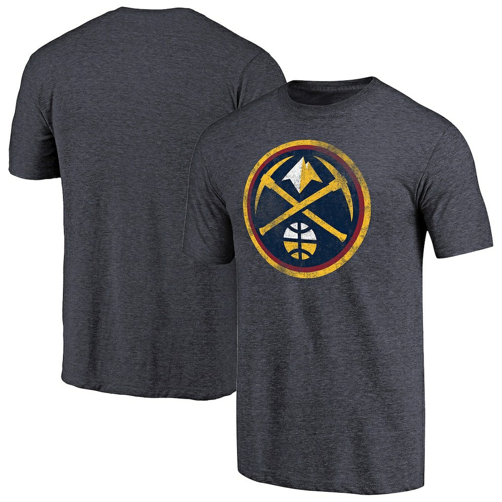 Denver Nuggets Distressed Team Logo Tri-Blend T-Shirt Heather Navy