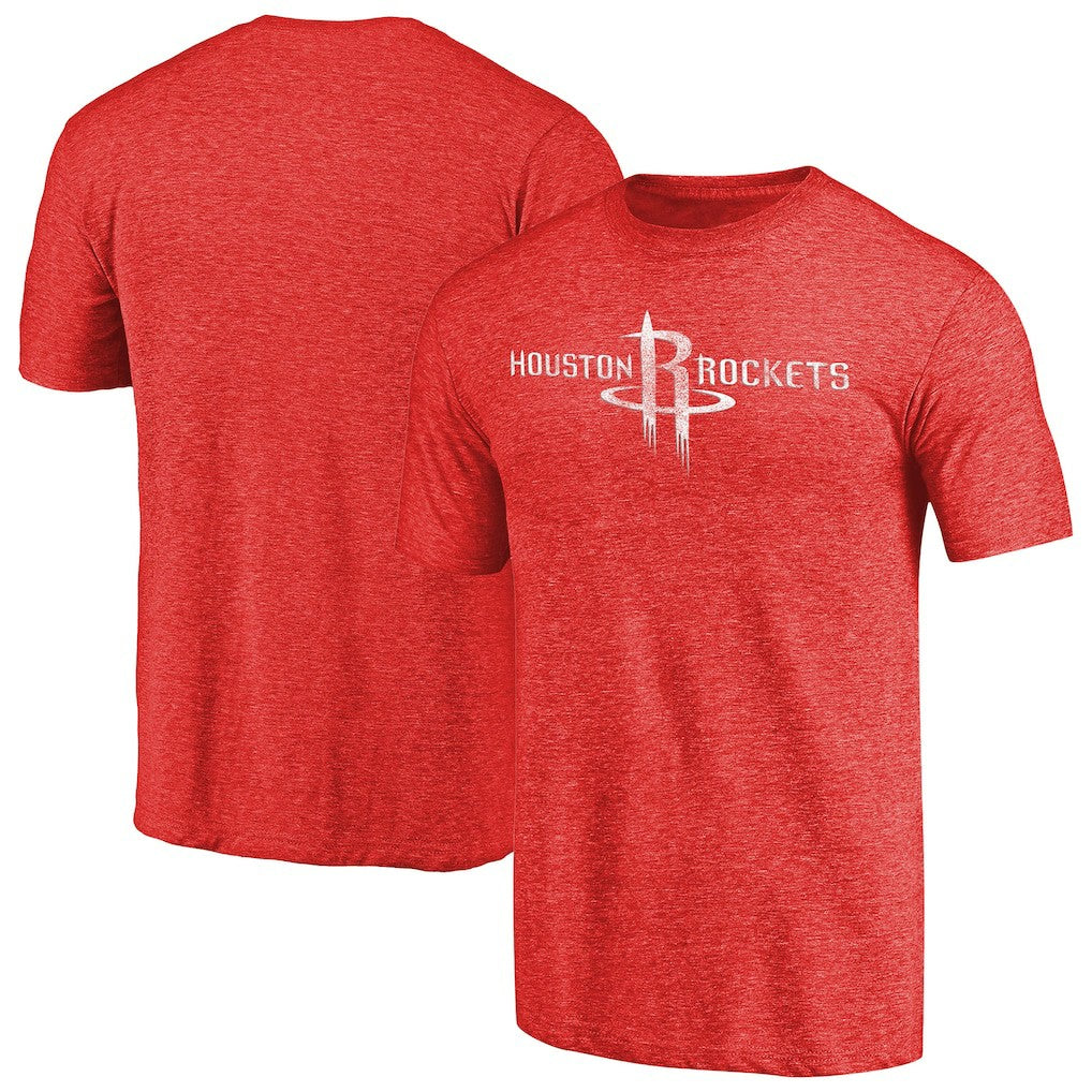 Houston Rockets Distressed Team Logo Tri-Blend T-Shirt Heather Red