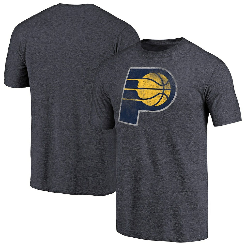 Indiana Pacers Distressed Team Logo Tri-Blend T-Shirt Heather Navy