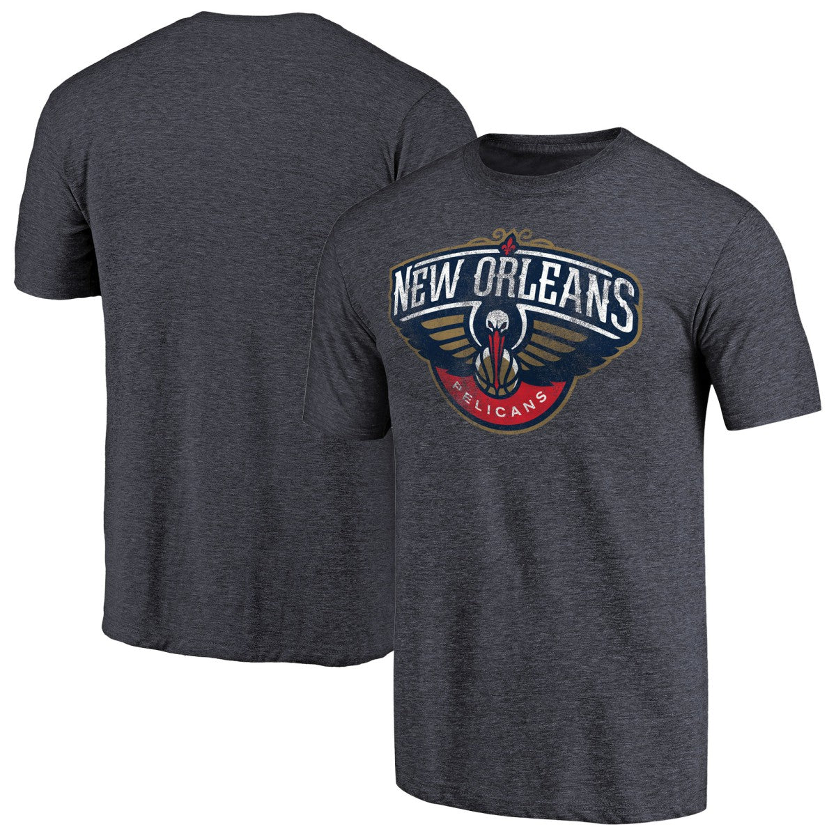 New Orleans Pelicans Distressed Team Logo Tri-Blend T-Shirt Heather Navy