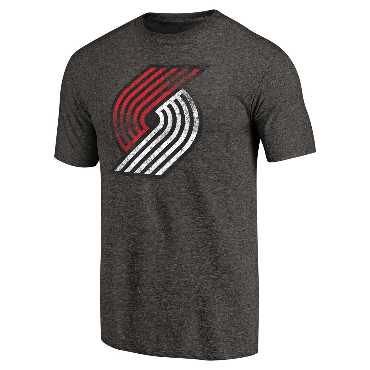 Portland Trail Blazers Distressed Team Logo Tri-Blend T-Shirt Heather Black