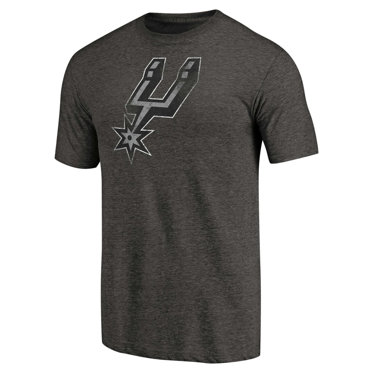 San Antonio Spurs Distressed Team Logo Tri-Blend T-Shirt Heather Black