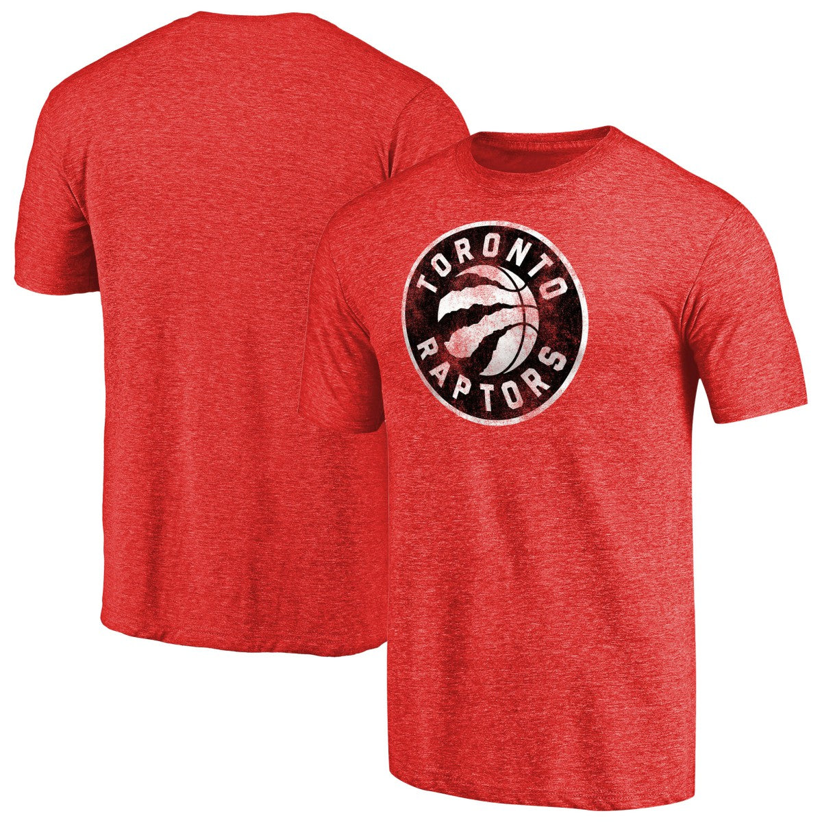 Toronto Raptors Distressed Team Logo Tri-Blend T-Shirt Heather Red