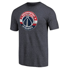 Washington Wizards Distressed Team Logo Tri-Blend T-Shirt Heather Navy