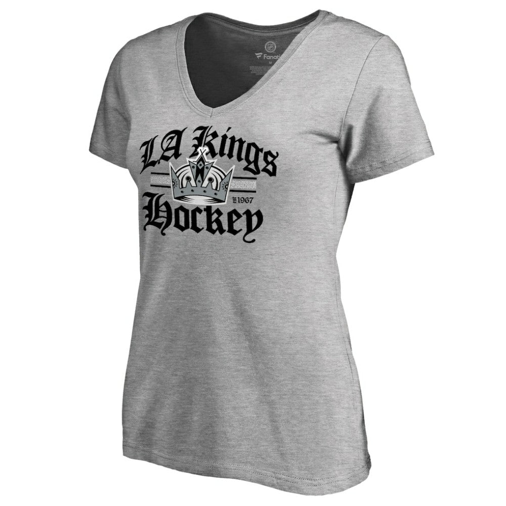 NHL Los Angeles Kings Women's Hometown Collection The Crown V-Neck T-Shirt - ash