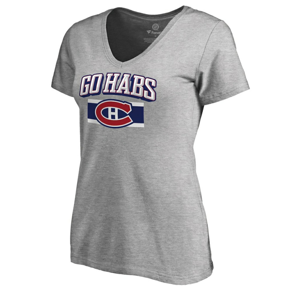 NHL Montreal Canadiens Women's Hometown Collection Go Habs V-Neck T-Shirt - ash