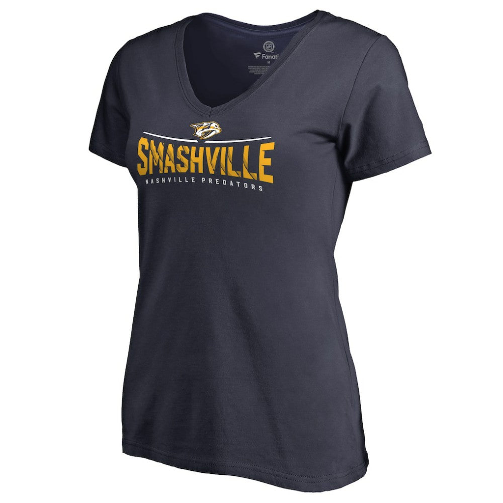 NHL Nashville Predators Women's Hometown Collection Smashville V-Neck T-Shirt - Navy