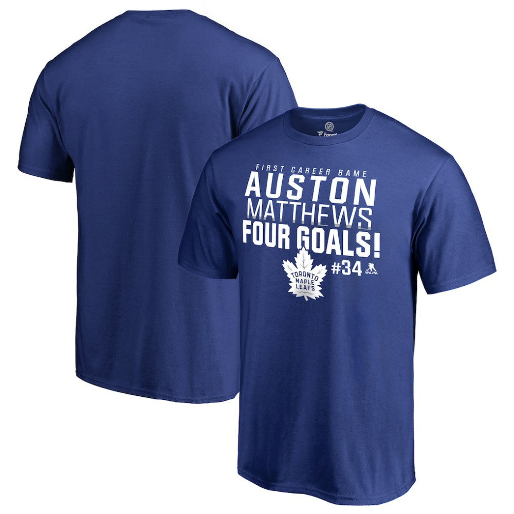 NHL Auston Matthews Toronto Maple Leafs Four Goals T-Shirt - Royal