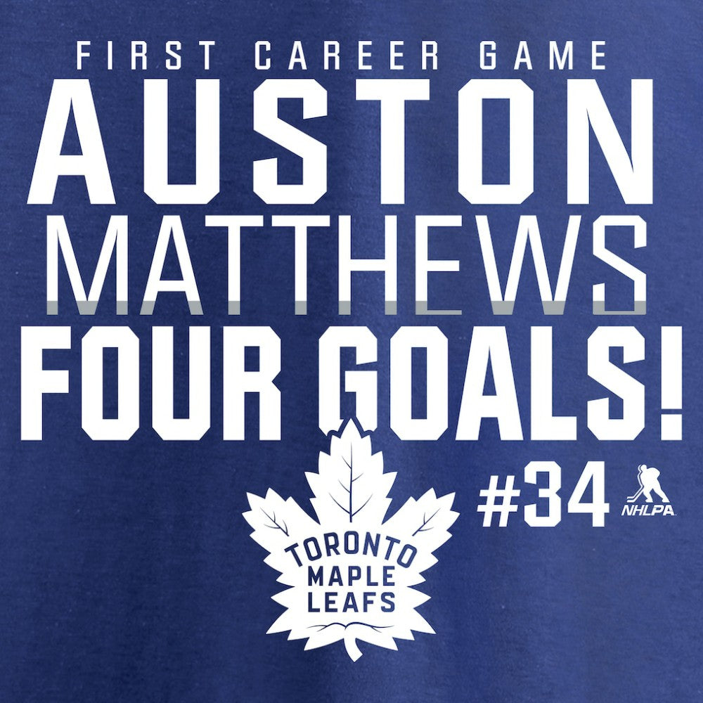NHL Auston Matthews Toronto Maple Leafs Four Goals T-Shirt - Royal