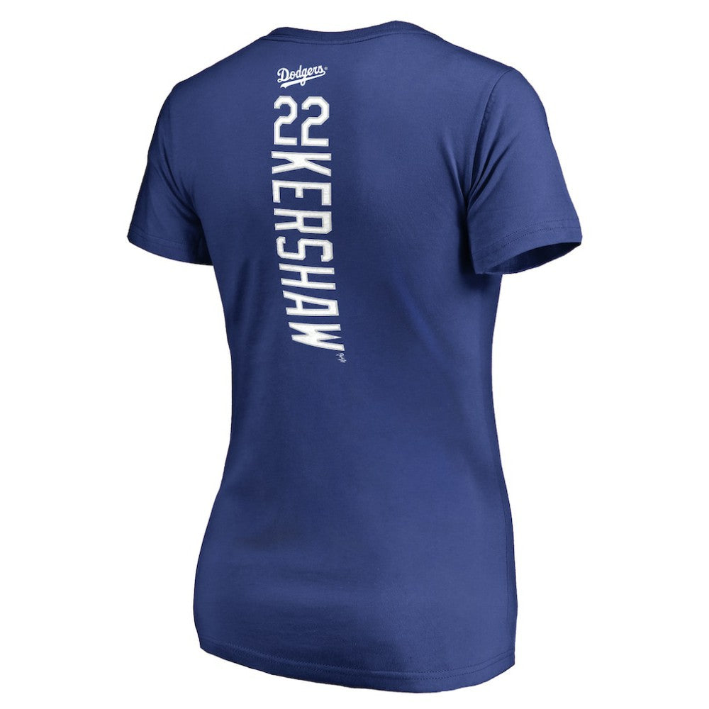 Clayton Kershaw Los Angeles Dodgers Women's Backer Name & Number V-Neck T-Shirt - Royal T-shirts