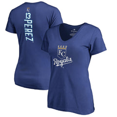 Salvador Perez Kansas City Royals Women's Backer V-Neck T-Shirt - Royal T-shirts