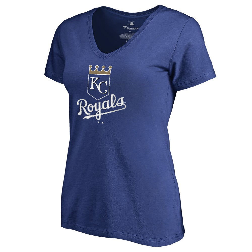 Salvador Perez Kansas City Royals Women's Backer V-Neck T-Shirt - Royal T-shirts