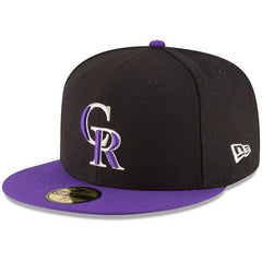 Colorado Rockies New Era Authentic Collection ON Field 59FIFTY Structured Hat - Black/Purple Hats