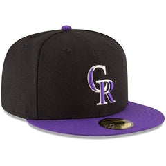 Colorado Rockies New Era Authentic Collection ON Field 59FIFTY Structured Hat - Black/Purple Hats
