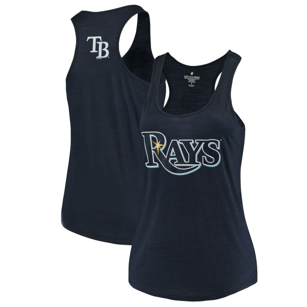 Tampa Bay Rays Soft as a Grape Women's Plus Size Swing for the Fences Racerback Tank Top - Navy Tanks