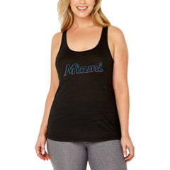 Miami Marlins Soft as a Grape Women's Plus Size Swing for the Fences Racerback Tank Top - Black Tanks