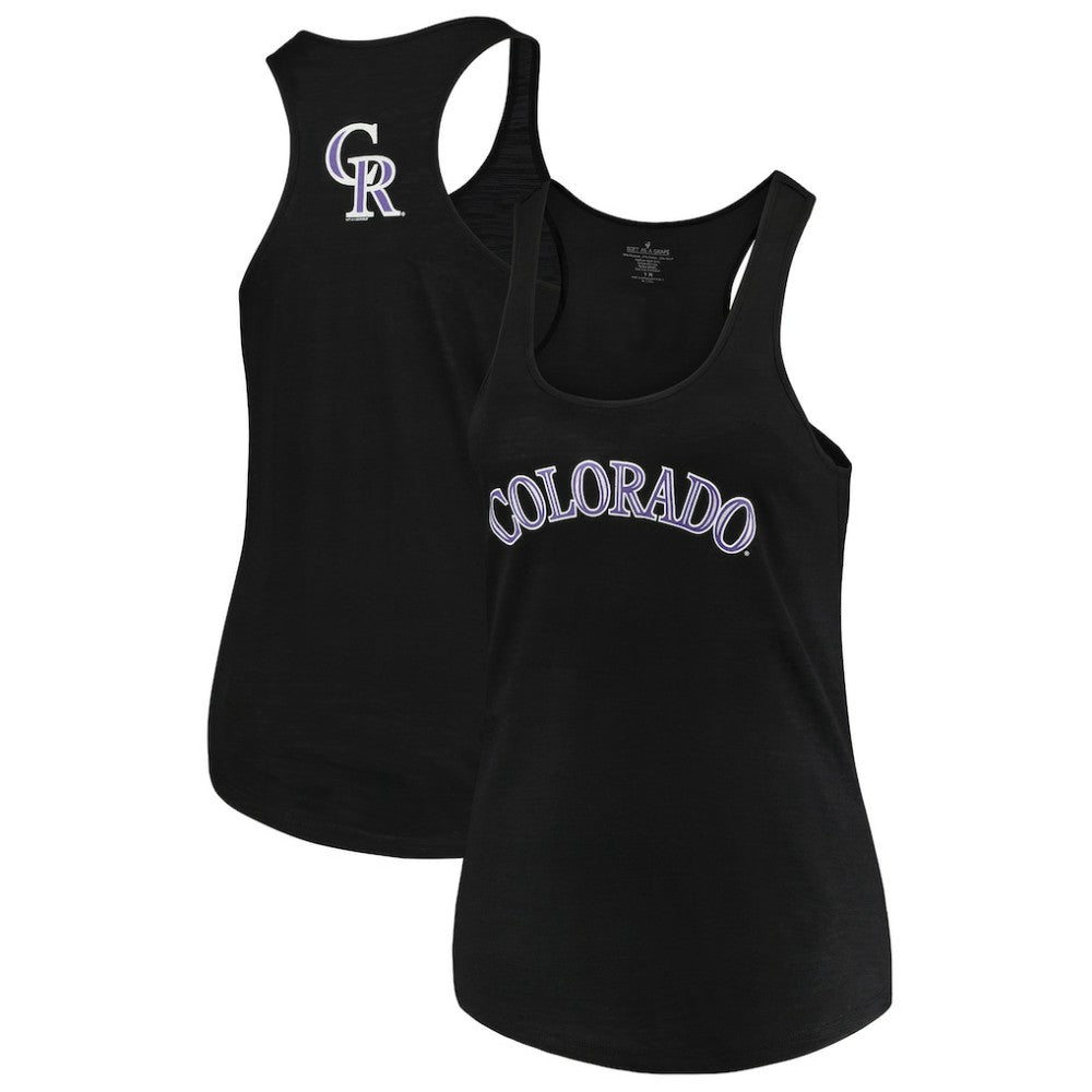 Colorado Rockies Soft as a Grape Women's Plus Size Swing for the Fences Racerback Tank Top - Black Tanks