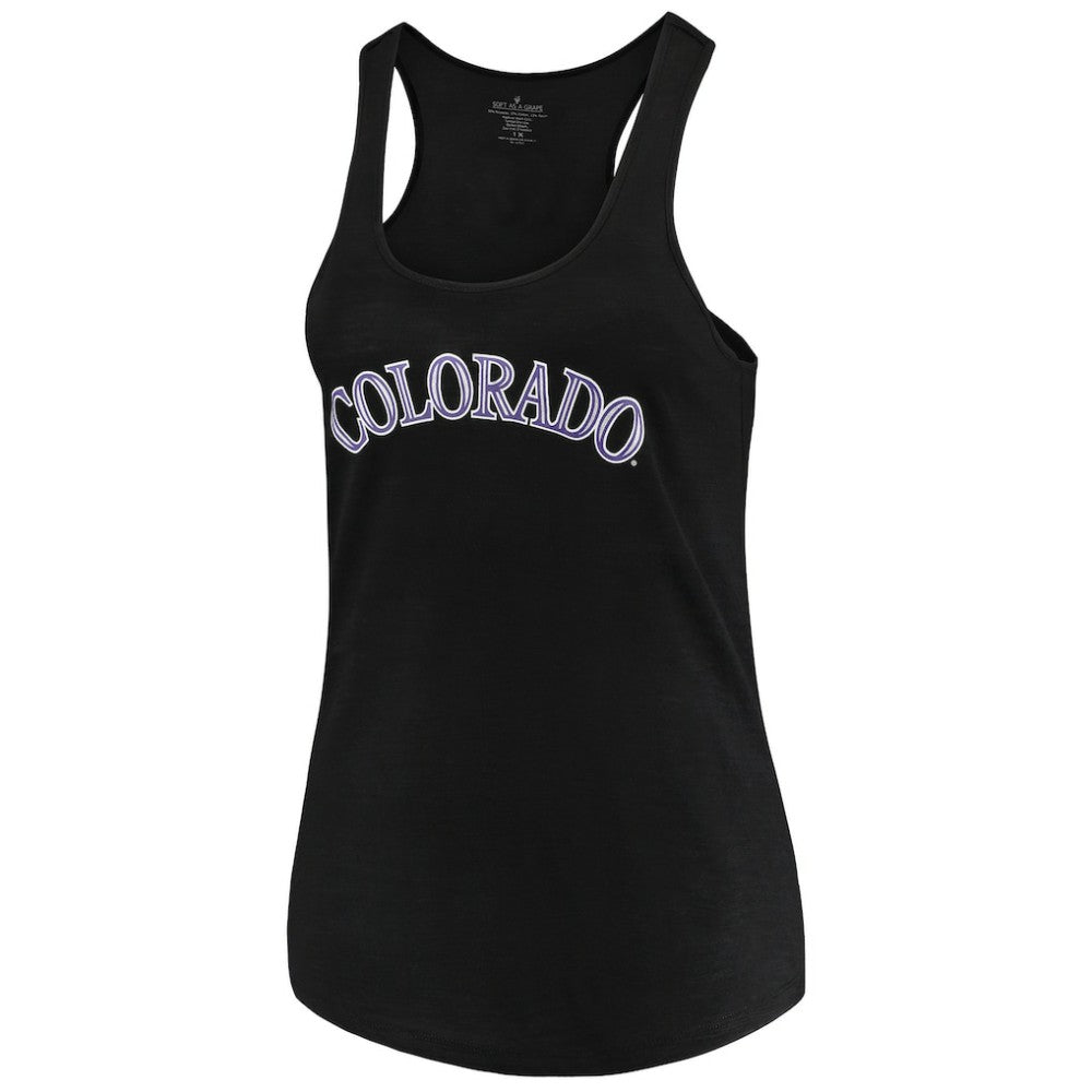 Colorado Rockies Soft as a Grape Women's Plus Size Swing for the Fences Racerback Tank Top - Black Tanks