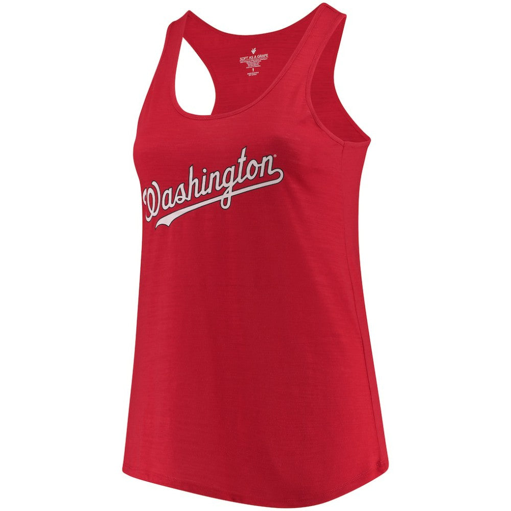 Washington Nationals Soft as a Grape Women's Plus Size Swing for the Fences Racerback Tank Top - Red Tanks