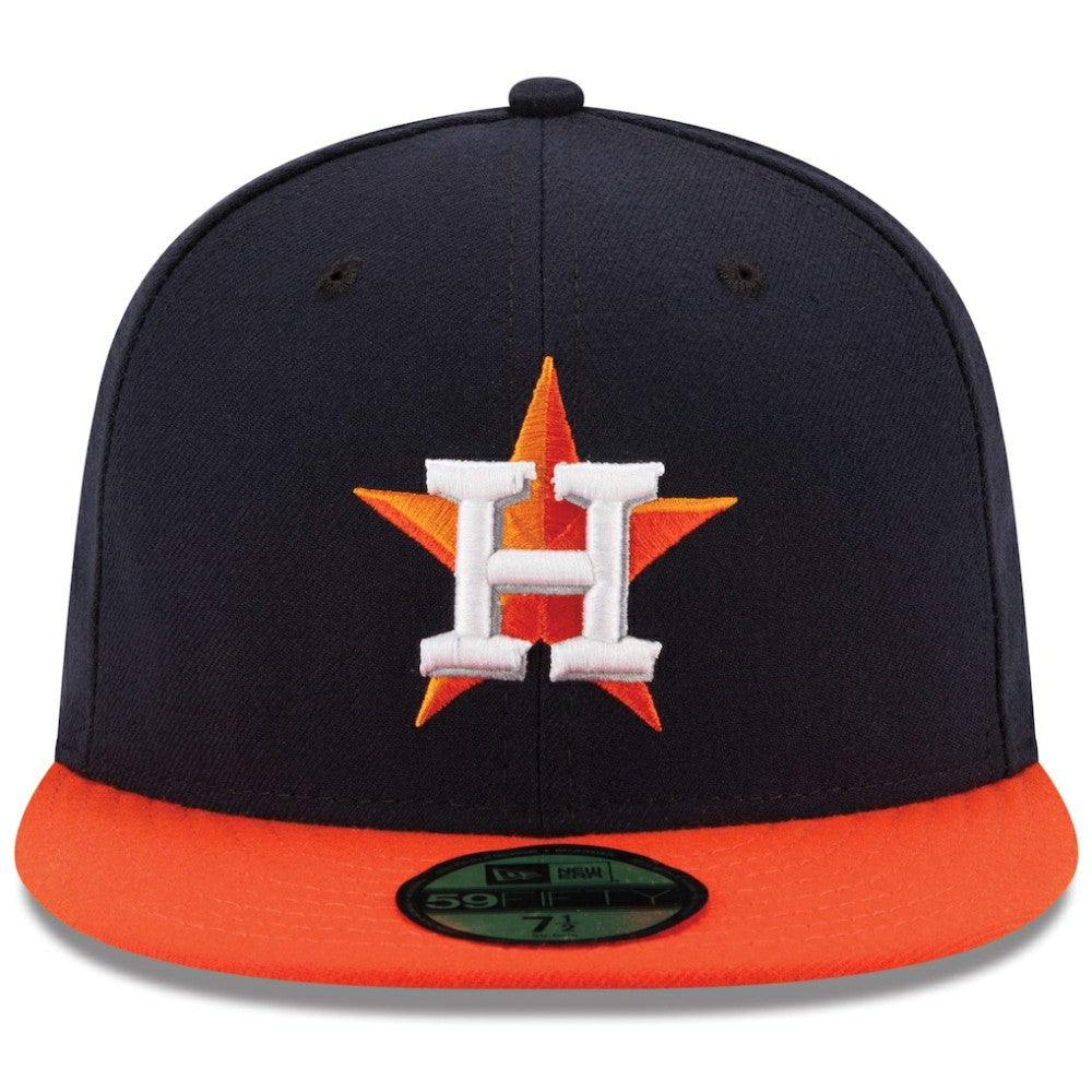 Houston Astros New Era Road Authentic Collection On Field 59FIFTY Performance Fitted Hat - Navy/Orange Hats