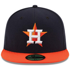 Houston Astros New Era Road Authentic Collection On Field 59FIFTY Performance Fitted Hat - Navy/Orange Hats