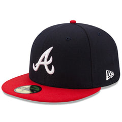Atlanta Braves New Era Home Authentic Collection On-Field 59FIFTY Fitted Hat - Navy/Red Hats