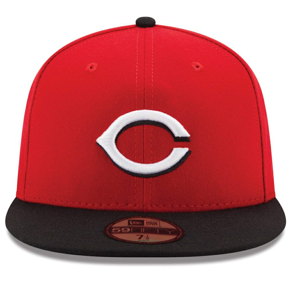 Cincinnati Reds New Era Road Authentic Collection On-Field 59FIFTY Fitted Hat - Red/Black Hats