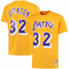 Magic Johnson Los Angeles Lakers Hardwood Classics Retro Name & Number T-Shirt Gold