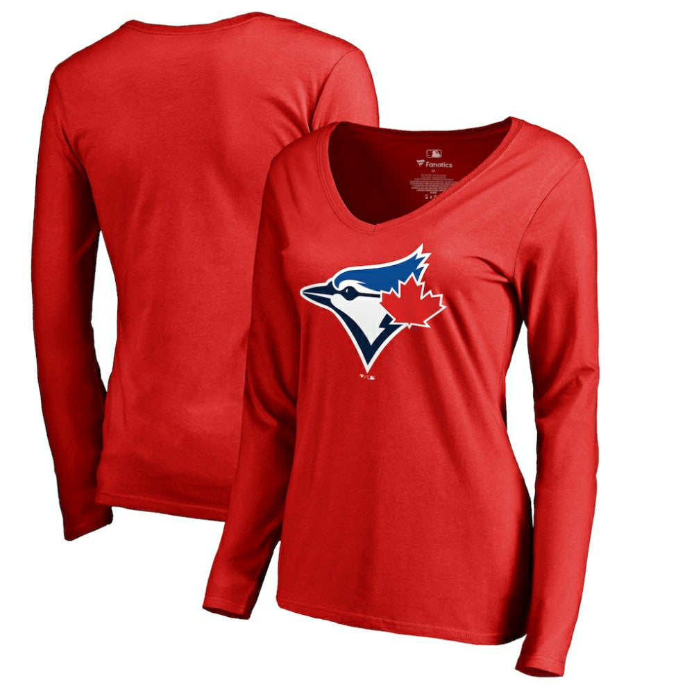 Toronto Blue Jays Women's Logo Long Sleeve T-Shirt - Red T-shirts