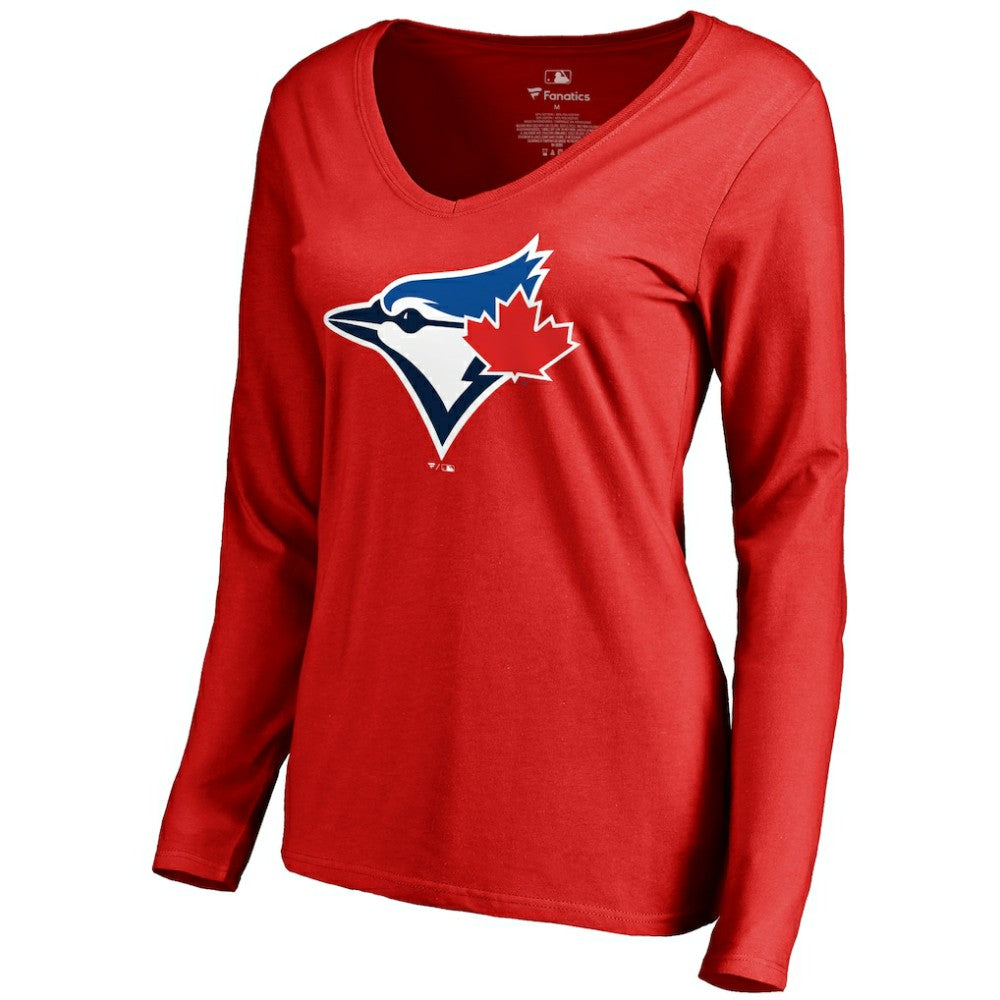 Toronto Blue Jays Women's Logo Long Sleeve T-Shirt - Red T-shirts