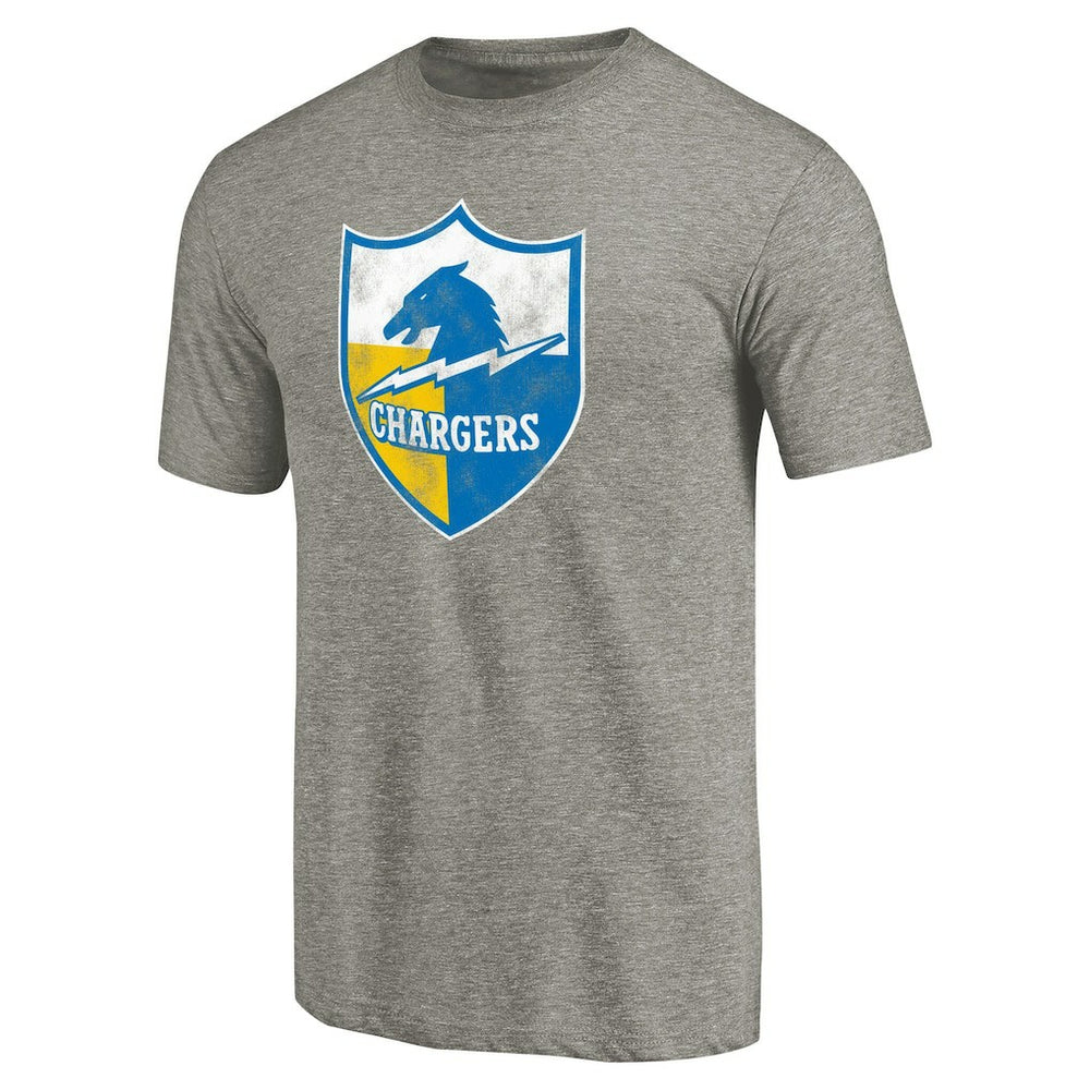 Los Angeles Chargers Throwback Logo Tri-Blend T-Shirt Ash