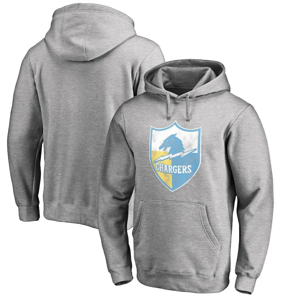 Los Angeles Chargers Throwback Logo Pullover Hoodie Heather Gray