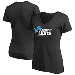 Detroit Lions Women's Team Lockup V-Neck T-Shirt Black
