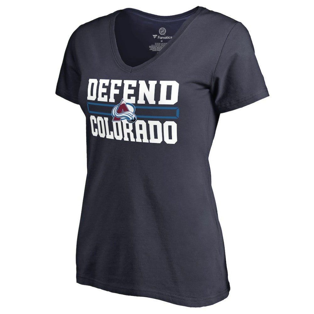 NHL Colorado Avalanche Women's Hometown Collection Defend V-Neck T-Shirt - Navy
